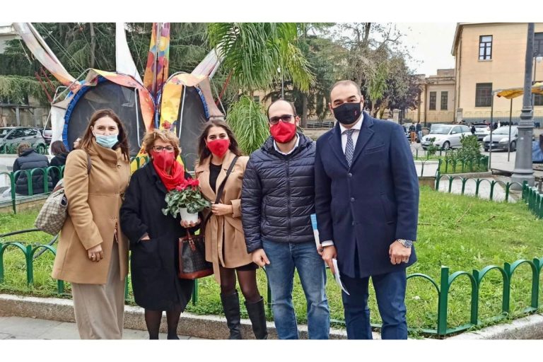 Ciclamini rossi per sensibilizzare sulla violenza contro le donne